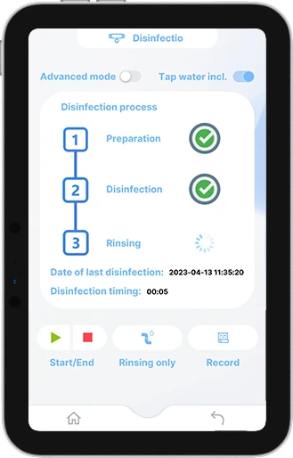 Built-in multi-functional tubing disinfection program
