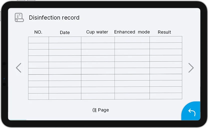300 rewritable tubing disinfection records.
